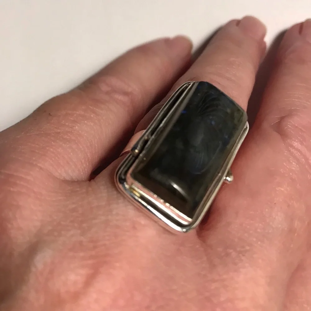 Labradorite Stamped 925 Sterling Silver Ring